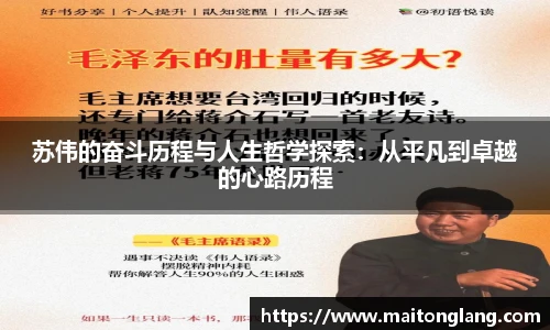 苏伟的奋斗历程与人生哲学探索：从平凡到卓越的心路历程